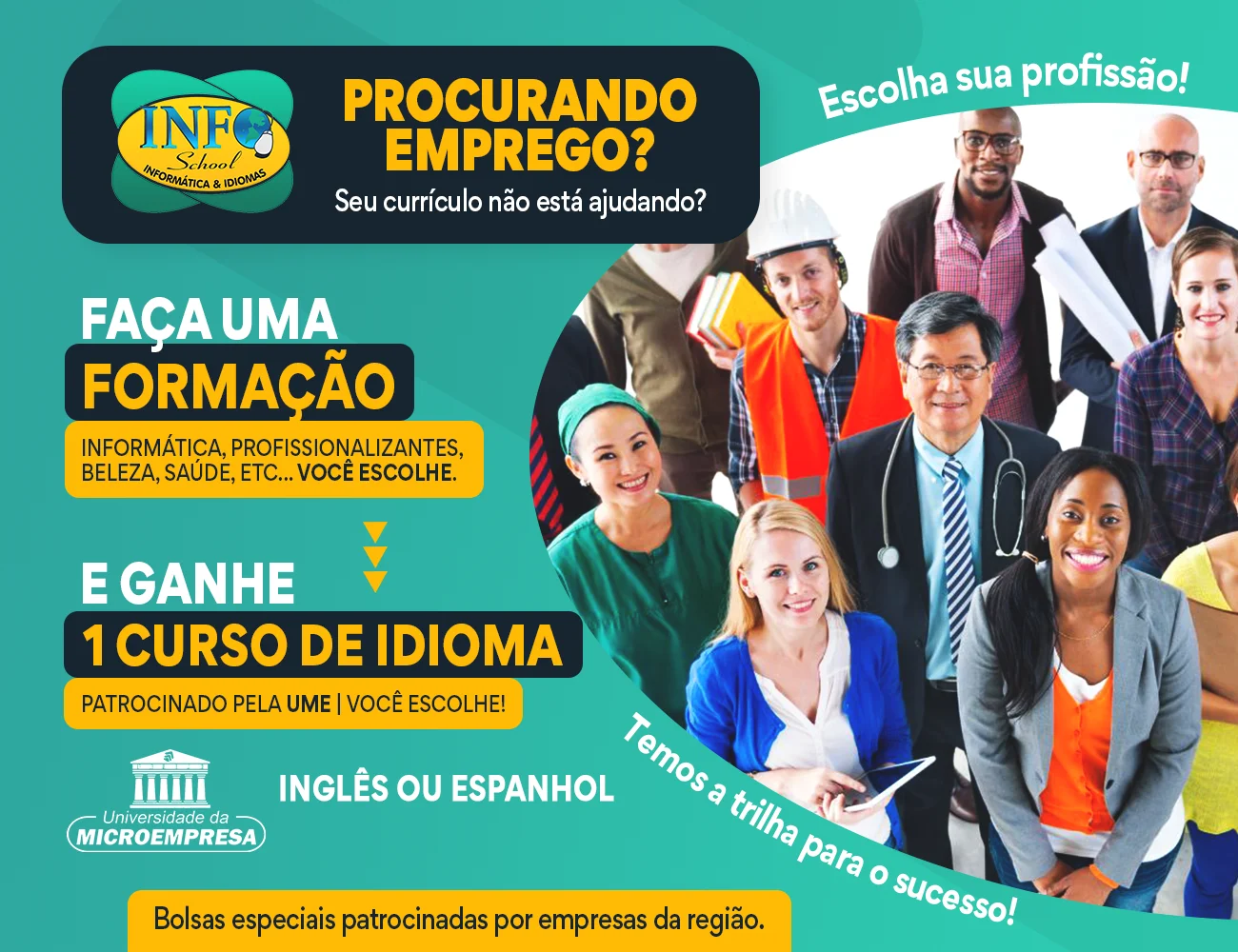 Cursos Profissionalizantes + Curso de Idioma Grátis | Info School Promoção Info School: faça uma formação e ganhe 1 curso de idioma grátis